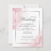 Invitation Budget Mariage Blush Pink Silver Abstrait (Devant)