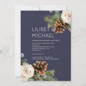 Invitation BUDGET Mariage d'hiver Eucalyptus Roses de verdure (Devant)