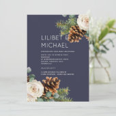 Invitation BUDGET Mariage d'hiver Eucalyptus Roses de verdure (Debout devant)