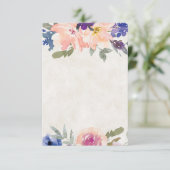 Invitation Budget mariage floral orange et bleu vierge (Debout devant)