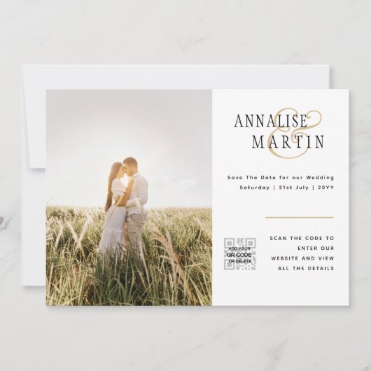 INVITATION BUDGET MARIAGE PHOTO CODE QR ENREGISTRER LA DATE (Devant)
