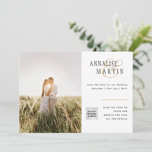 INVITATION BUDGET MARIAGE PHOTO CODE QR ENREGISTRER LA DATE (Debout devant)