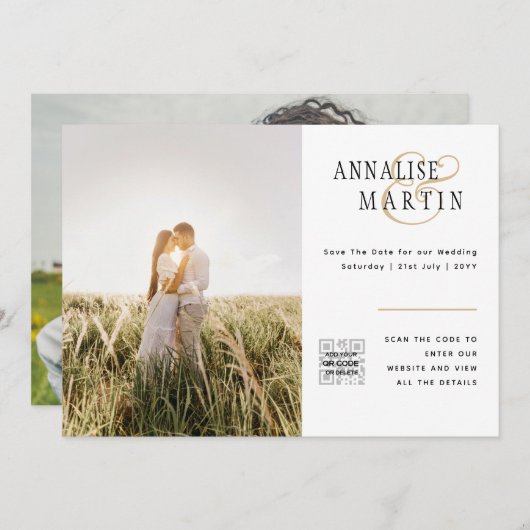 INVITATION BUDGET MARIAGE PHOTO CODE QR ENREGISTRER LA DATE (Devant / Derrière)