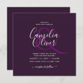 Invitation BUDGET Mariage PLUM PURPLE Monochrome Simple (Devant / Derrière)