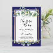 Invitation BUDGET MARINE OR Eucalyptus Mariage Inviter QR COD (Debout devant)