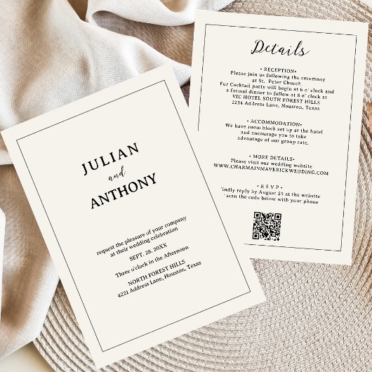 Invitation Budget minimaliste simple Mariage beige