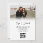 Invitation Budget Modern Photo Script Rsvp QR code Mariage (Dos)