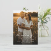 Invitation Budget Modern Script QR Code Photo Wedding Invites (Debout devant)
