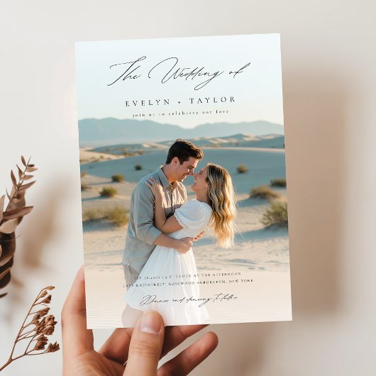 Invitation Budget Moderne Bohème 2 Photo Mariage