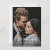 Invitation Budget Moderne Calligraphie Photo Code QR Mariage (Devant)