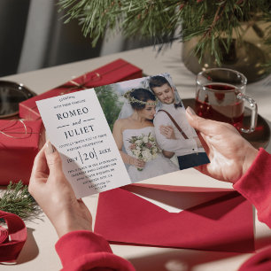 Invitation Budget Moderne Élégant Mariage photo romantique