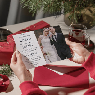 Invitation Budget Moderne Élégant Mariage photo romantique