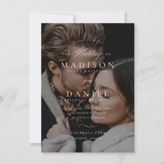 Invitation Budget Moderne Élégant Script QR Code Mariage phot (Devant)