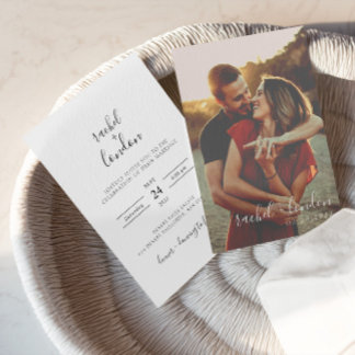 Invitation Budget moderne et minimaliste Élégant Mariage phot