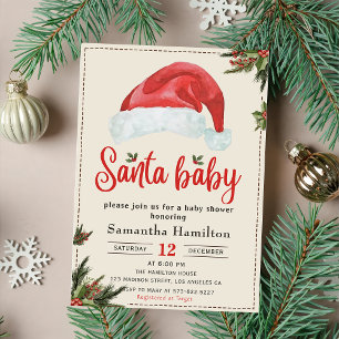 Invitation Budget Père Noël Baby Christmas Baby shower Invita