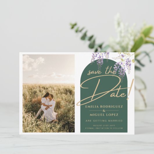 Invitation Budget PHOTO Wisteria Mariage Dave Dates (Debout devant)