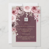 Invitation BUDGET Pink Maroon vin Floral Mariage INVITE (Dos)