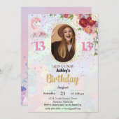 Invitation BUDGET Pink Photo 13e anniversaire (Devant / Derrière)