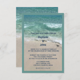 Invitation Budget Plage Turquoise Turquoise Sandy Mariage Océ
