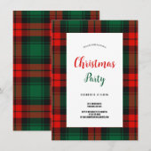 Invitation Budget Plaid Retro Script rouge et vert Noël (Devant / Derrière)