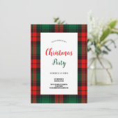Invitation Budget Plaid Retro Script rouge et vert Noël (Debout devant)