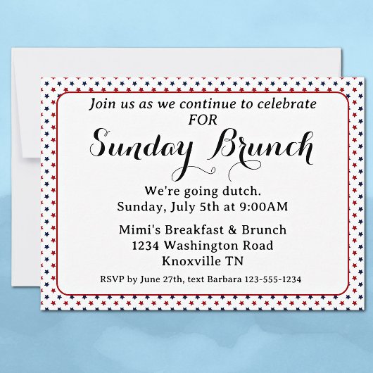 Invitation Budget pour Brunch du Dimanche 250 Ans