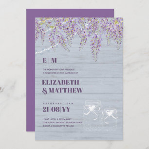 Invitation Budget Purple Wisteria Dusty Blue Mariage