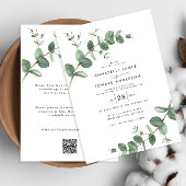Invitation Budget QR code Aquarelle Eucalyptus botanique