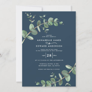 Invitation Budget QR code Aquarelle Eucalyptus botanique