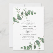 Invitation Budget QR code sauge vert Eucalyptus botanique (Devant)