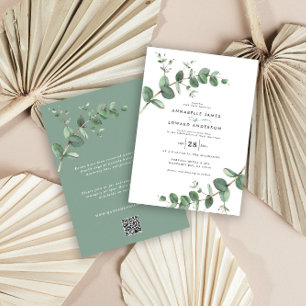Invitation Budget QR code sauge vert Eucalyptus botanique