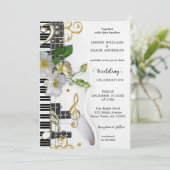 Invitation Budget QR RSVP Rose Music Themed Wedding (Debout devant)