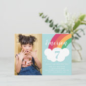 Invitation Budget Rainbow Cloud Photo Anniversaire de enfant (Debout devant)