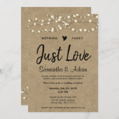 Invitation Budget Rien De Fancy Just Love Chaîne Lumières (Devant / Derrière)