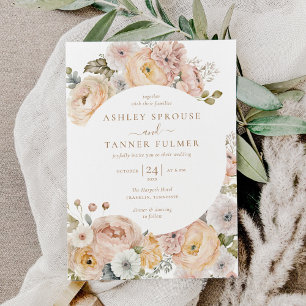 Invitation Budget rose élégant Mariage floral