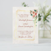 Invitation Budget Rose et or mariage élégant  (Debout devant)