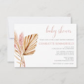 Invitation Budget Russe Boho Floral Pampas Baby shower en her (Devant)