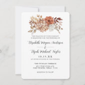 Invitation Budget Rust Terracotta Fall Floral Mariage Invitat (Devant)