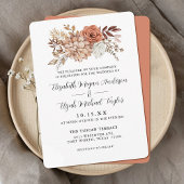 Invitation Budget Rust Terracotta Fall Floral Mariage Invitat