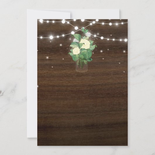 Invitation Budget Rustic Script String Lights & Lace Wedding (Dos)