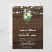 Invitation Budget Rustic Script String Lights & Lace Wedding (Devant)