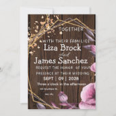 Invitation Budget Rustic Wood Background Wedding (Devant)