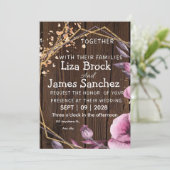 Invitation Budget Rustic Wood Background Wedding (Debout devant)
