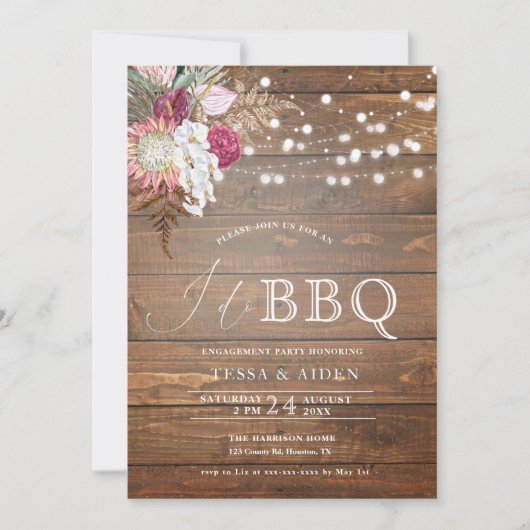 Invitation Budget Rustique Je fais BBQ Engagement Party Invit (Devant)