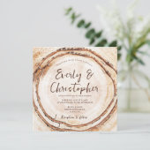 Invitation Budget Rustique Mariage coupe bois tranche personn (Debout devant)