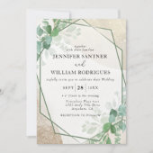 Invitation Budget Sage vert Eucalyptus Mariage de verdure (Devant)