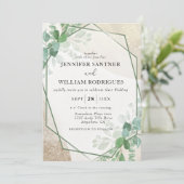 Invitation Budget Sage vert Eucalyptus Mariage de verdure (Debout devant)