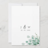 Invitation Budget Sage vert Eucalyptus Mariage de verdure (Dos)