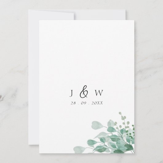 Invitation Budget Sage vert Eucalyptus Mariage de verdure (Dos)