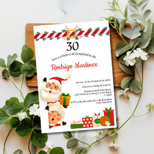 Invitation Budget Santa espagnol et Mme Claus 30e anniversair